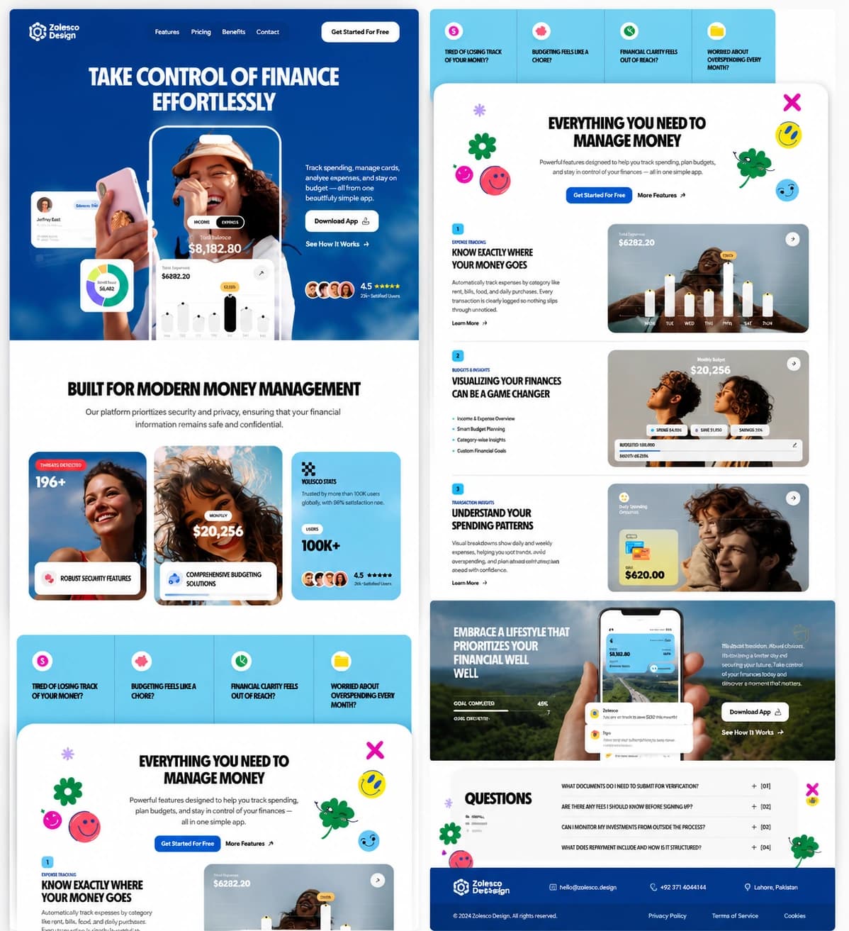 Service website interface showcase