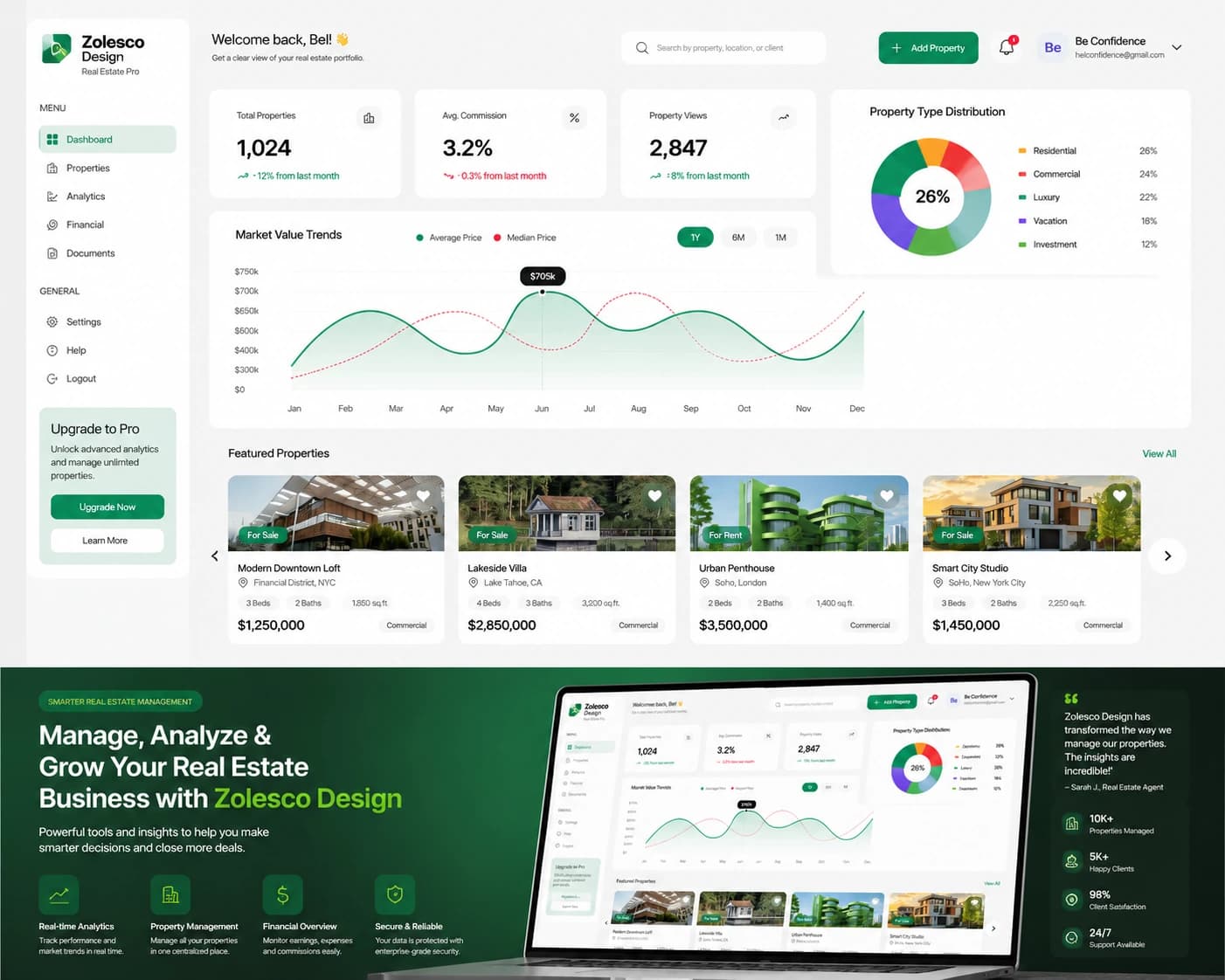 Business dashboard interface showcase