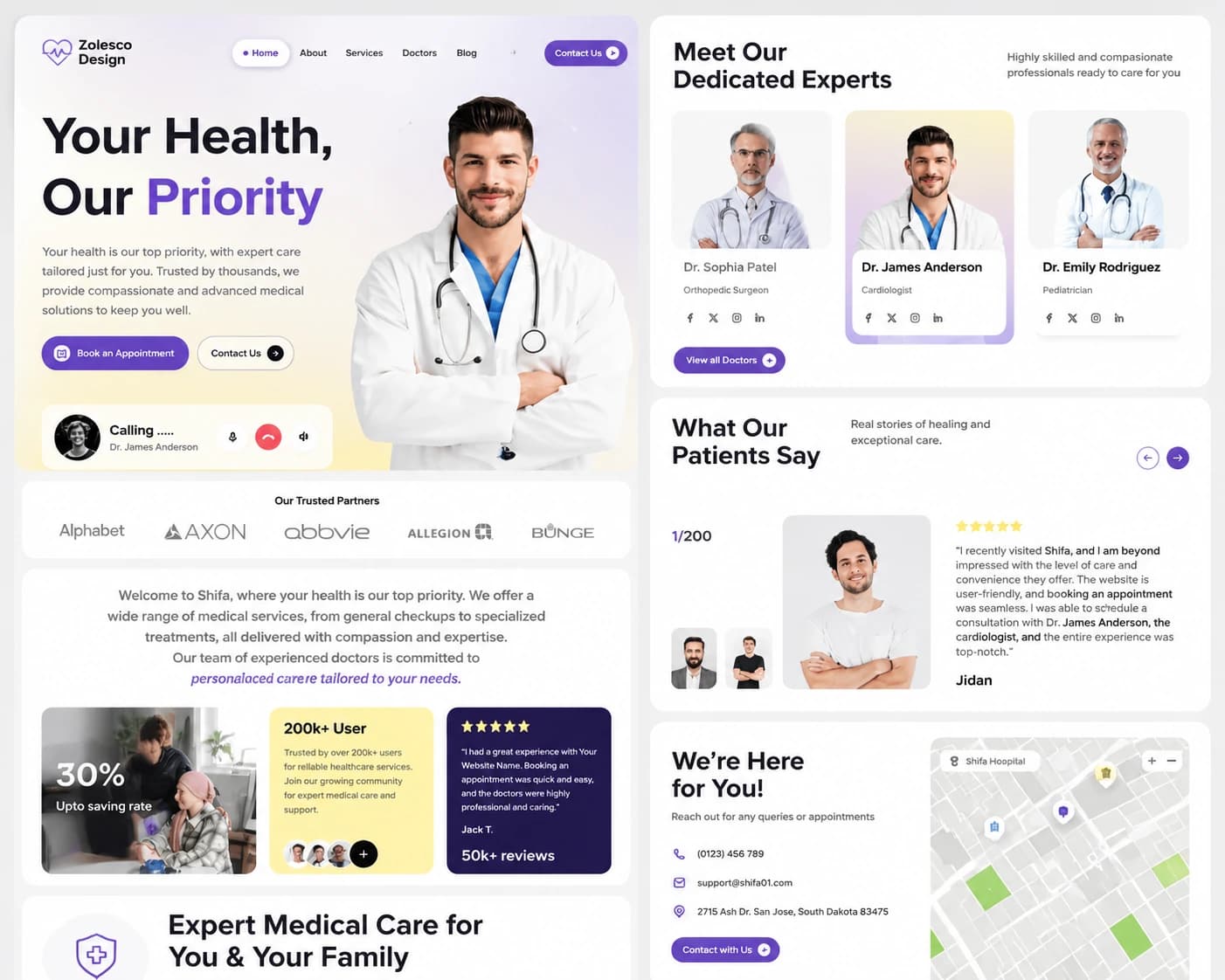 Healthcare website interface showcase